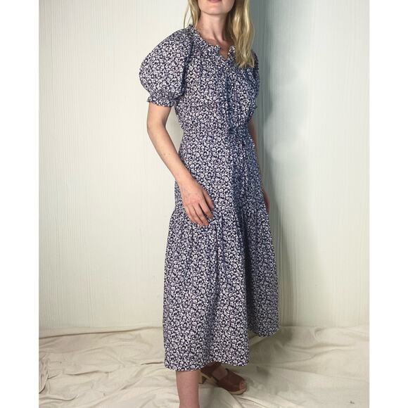 REBECCA TAYLOR LA VIE Floral Cotton Puff Sleeve Prairie Maxi Dress US XS - Picture 8 of 13